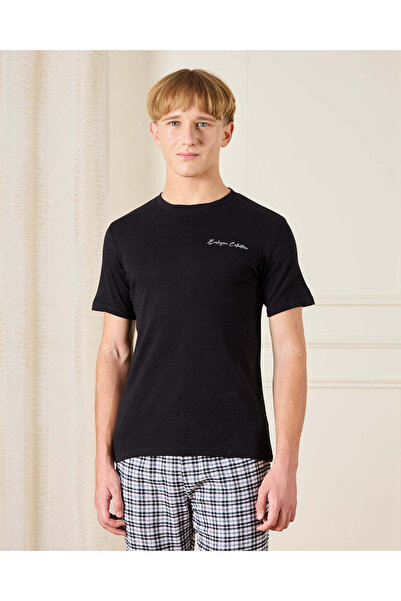 REDTAG Senior Boys Black Checkered Pyjama Set (2 Piece)