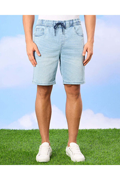 REDTAG Men Blue Denim Shorts