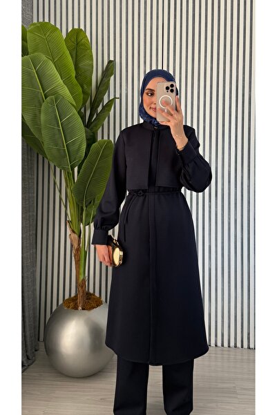 Molly Nelly Women's Long Buttoned Tunic Pants Lace-Up Suit