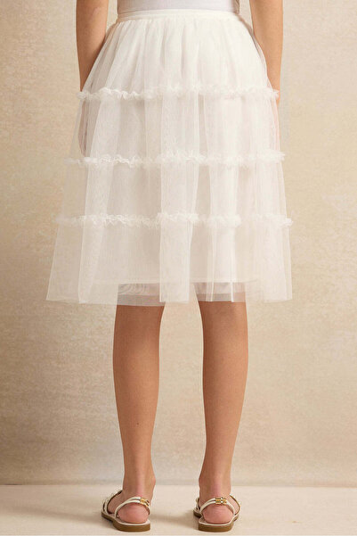 REDTAG Senior Girls White Embellished Skirt