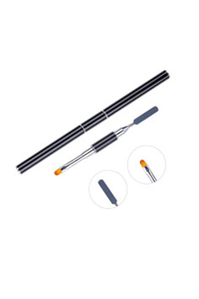 Total Pro Beauty 2-in-1 Brush with Metal Spatula for Gel and Polygel, 17 cm