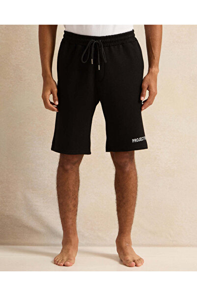 REDTAG Men Black Knee-Length Lounge Shorts