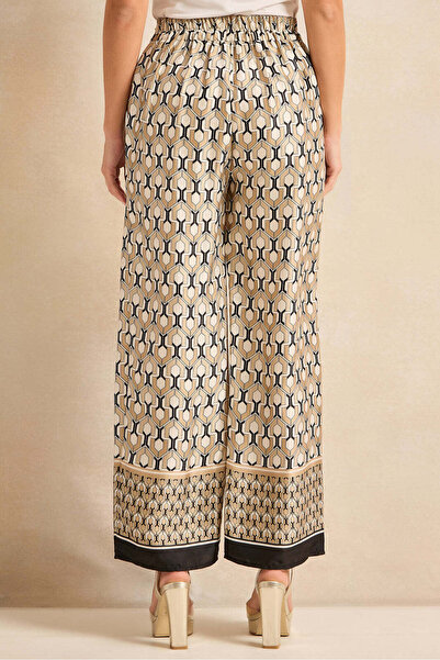 REDTAG Women Beige Printed Wide Leg Trousers