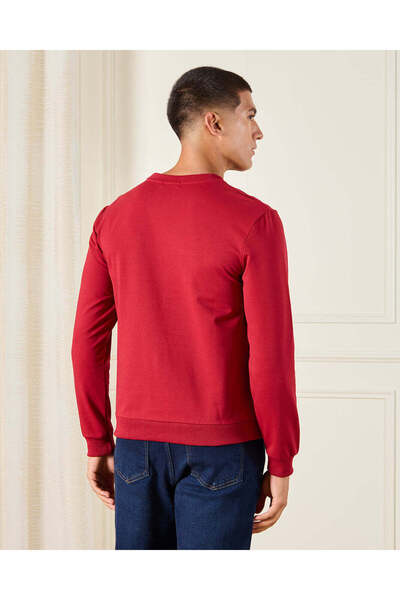 REDTAG Men Red Printed Sweatshirt
