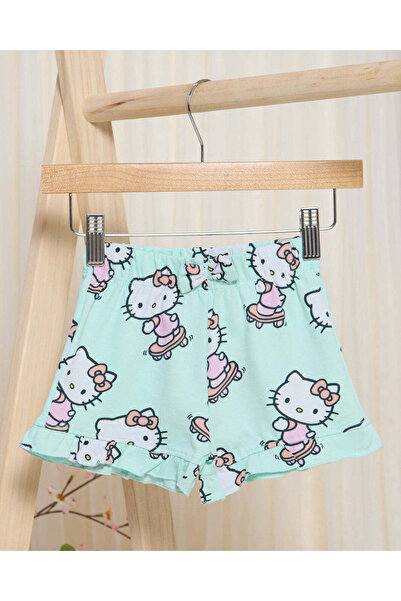 REDTAG شورت مطبوع هالو كيتي للبنات الرضع باللون الأزرق المخضر