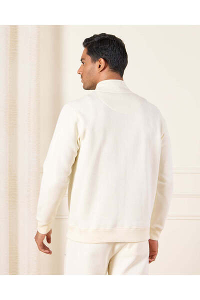 REDTAG Men Ivory Sweatshirt With Logo Print