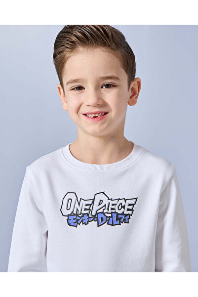 REDTAG Boys White One Piece Printed Sweatshirt