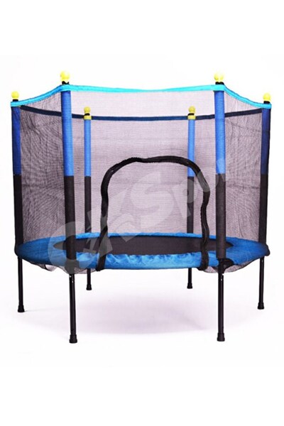 CKSPOR LUXURY 140 cm Trambolin (Mavi) – Fileli Çocuk Spor & Egzersiz Trambolini