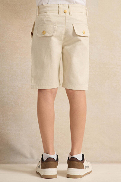 REDTAG Boys Beige Shorts With Suspenders
