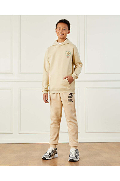 REDTAG Senior Boys Beige Hooded Sweatshirt