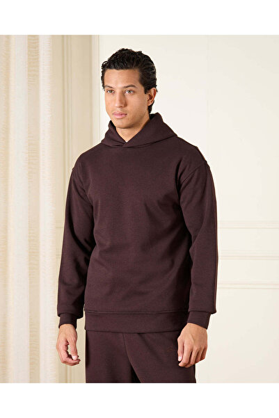 REDTAG سويت شيرت رجالي بني اللون بغطاء رأس