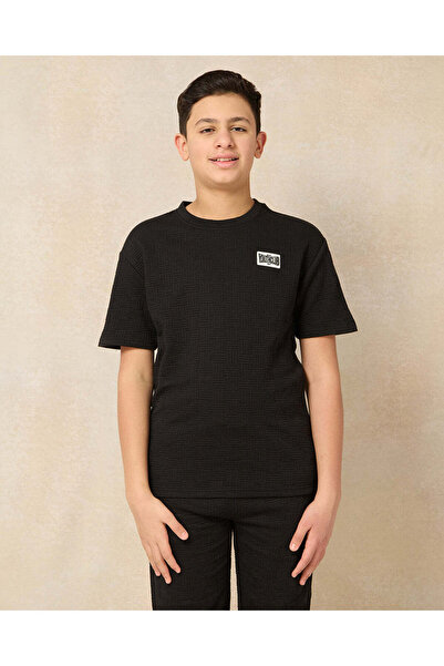 REDTAG Senior Boys Black Jacquard Casual Set