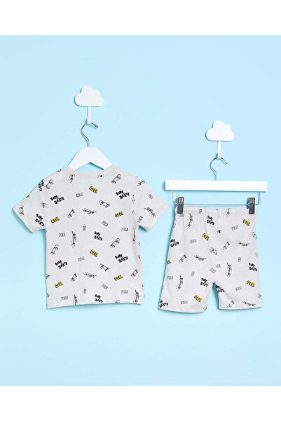 REDTAG Infant Boys Grey Printed Pyjama Set (2 Piece)