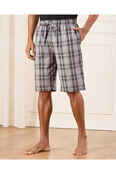 REDTAG Men Grey And Black Checkered Pyjama Set (2 Piece)