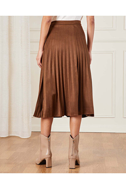 REDTAG Women Brown Midi Pleated Skirt