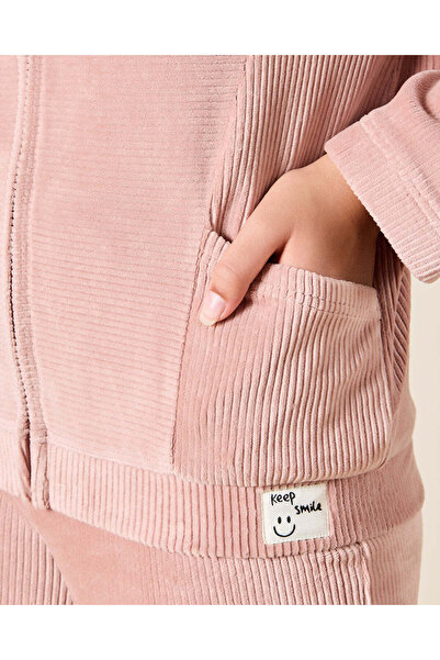 REDTAG Senior Girls Pink Hooded Zipper Front Sweatshirt