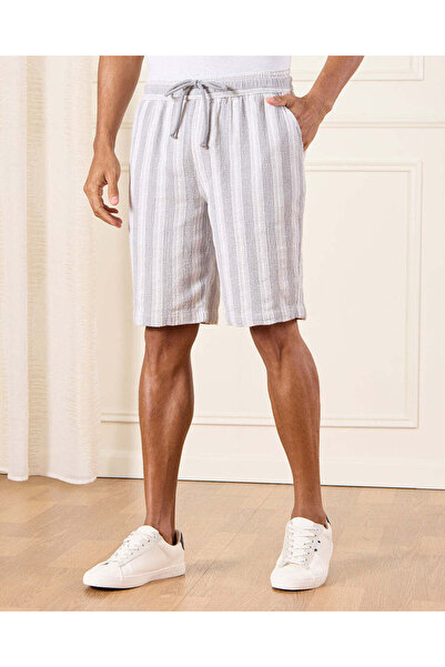 REDTAG Men Grey Jacquard Shorts