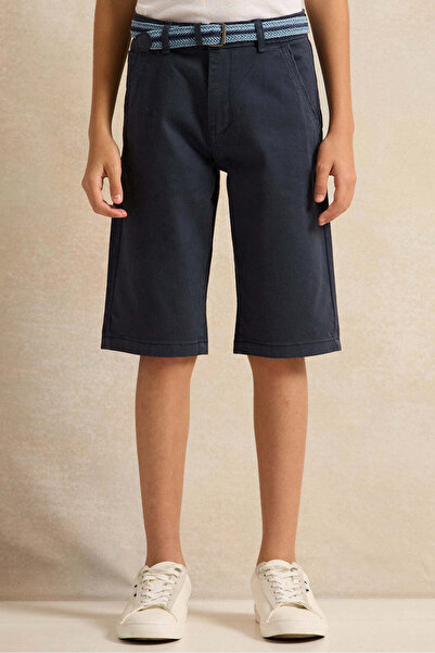 REDTAG Senior Boys Navy Shorts With Belt