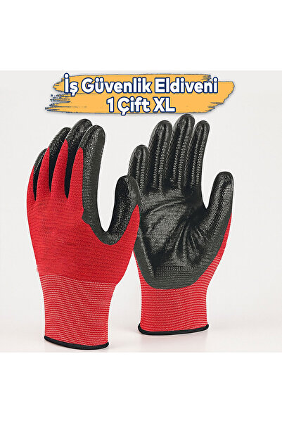 NZB Nitrile Coated Work Gloves 10 XL High Grip Flexible Comfortable Working Gloves Red Black