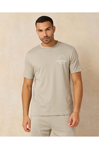 REDTAG Men Grey Print Pyjama Set (2 Piece)