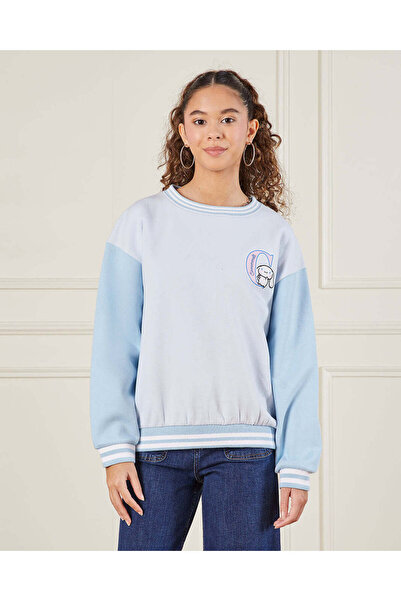 REDTAG Senior Girls Blue Cinnamoroll Drop Shoulder Sweatshirt