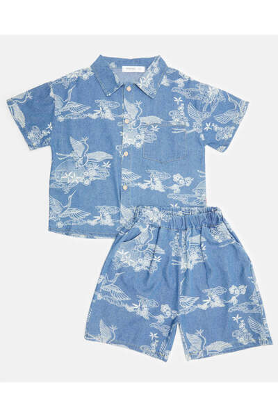REDTAG Boys Blue Printed Casual Set (2 Piece)