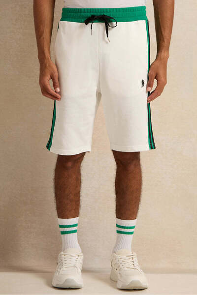 REDTAG Men White Active Shorts With Tape Details