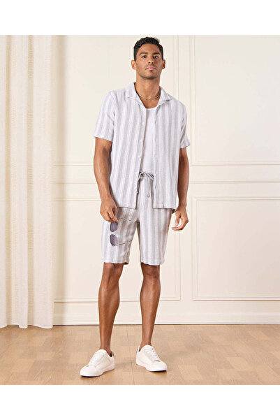 REDTAG Men Grey Jacquard Shorts