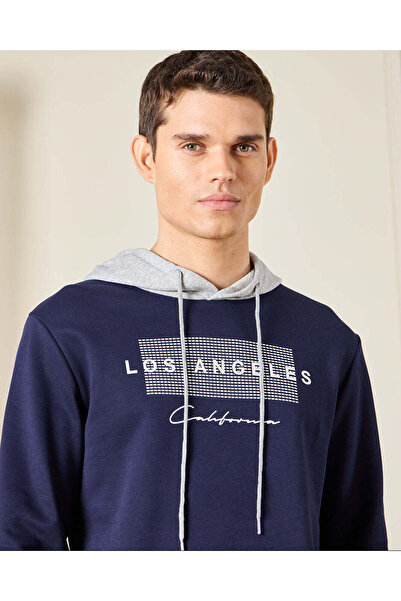 REDTAG Men Blue Printed Sweatshirt