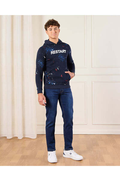 REDTAG Senior Boys Navy Printed Sweatshirt