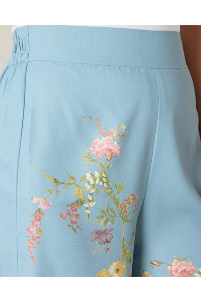 REDTAG Women Blue Printed Wide Leg Trousers