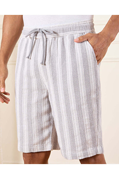 REDTAG Men Grey Jacquard Shorts