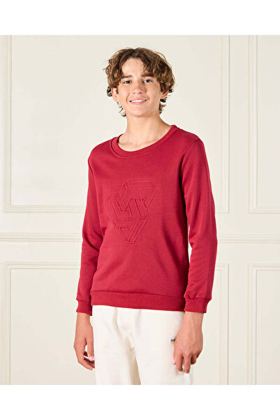 REDTAG Senior Boys Red Long Sleeved Sweatshirt