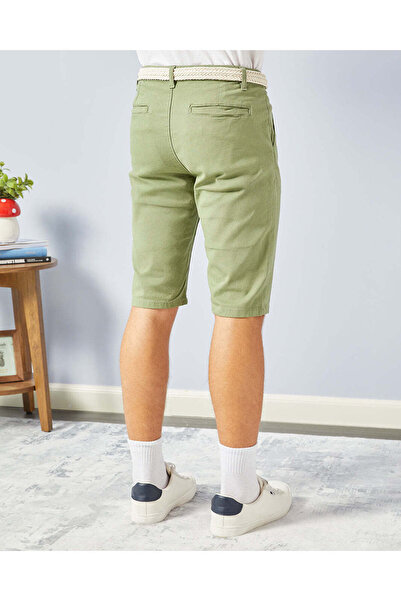 REDTAG Senior Boys Green Belted Dobby Chino