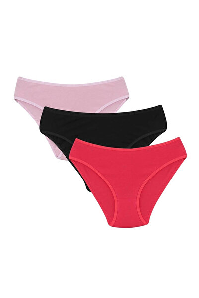 alfa expres Clothing Women's 3-Piece Panties Red - Black - Salmon