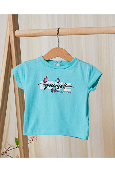 REDTAG Infant Girls Blue Floral Print Pyjama Set (2 Piece)