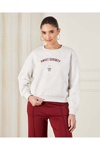 REDTAG سويت شيرت رمادي مطرز بطبعة "سكينة حلوة"