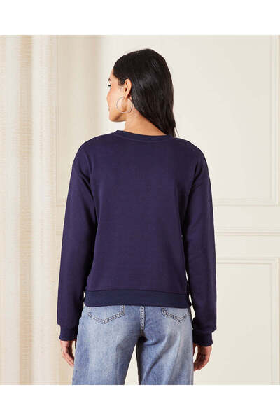 REDTAG Women Navy Printed Sweatshirt