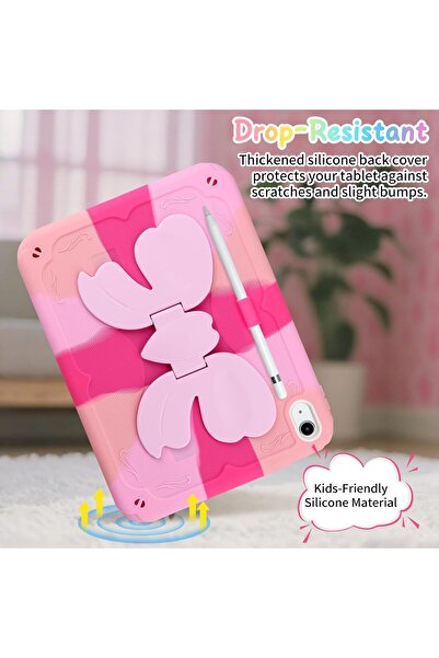 Coolden Θήκη iPad Gen11/10/9 – Αντικραδασμική, με βάση για πεταλούδες, ροζ