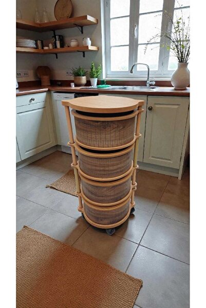 ARBOR EV AHŞAP 4 KATLI YUVARLAK SEBZELİK KEMENÇE