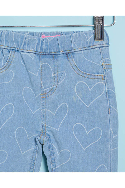 REDTAG Infant Girls Blue Printed Jeggings