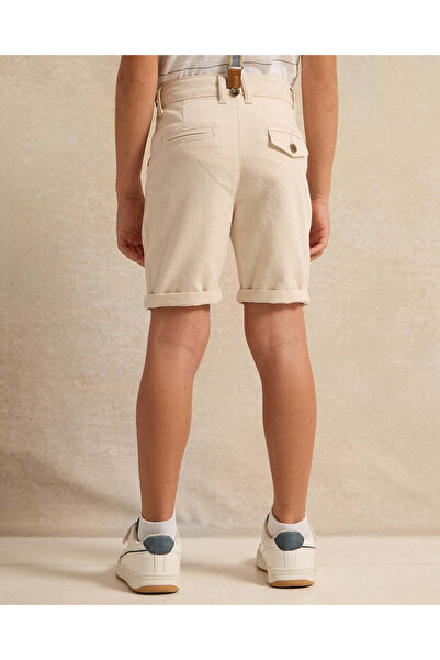 REDTAG Boys Beige Shorts With Suspenders Shorts