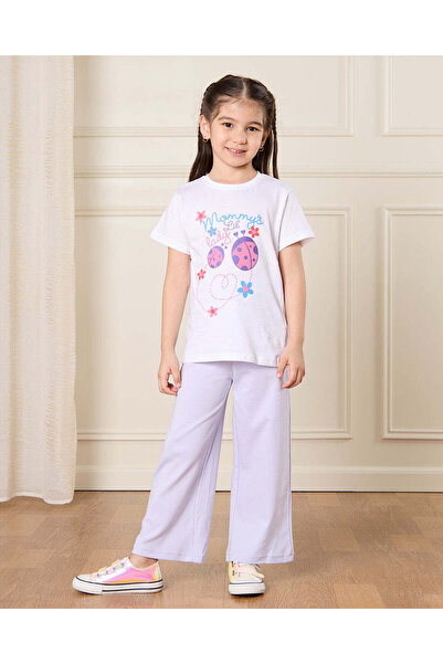 REDTAG Girls Lilac Solid Wide Leg Pants