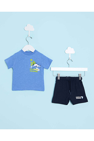 REDTAG Infant Boys Blue And Navy Printed Pyjama Set (2 Piece)