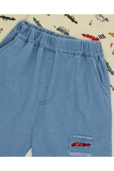 REDTAG Boys Beige And Blue Printed Casual Set (2 Piece)