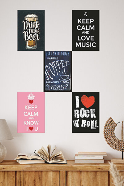 DURUSA Poster MDF cu tematică text și citate, set de tablouri (5 bucăți), dec...