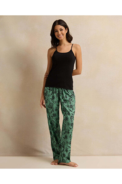 REDTAG Women Green And Black Printed Payjama Bottom (2 Piece)