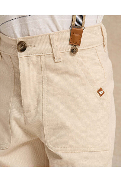 REDTAG Boys Beige Shorts With Suspenders Shorts