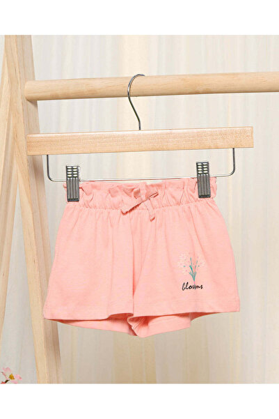 REDTAG Infant Girls Peach Floral Print Short Set (2 Piece)