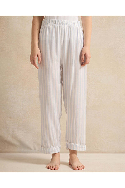 REDTAG Senior Girls White And Blue Striped Pyjama Set (2 Piece)